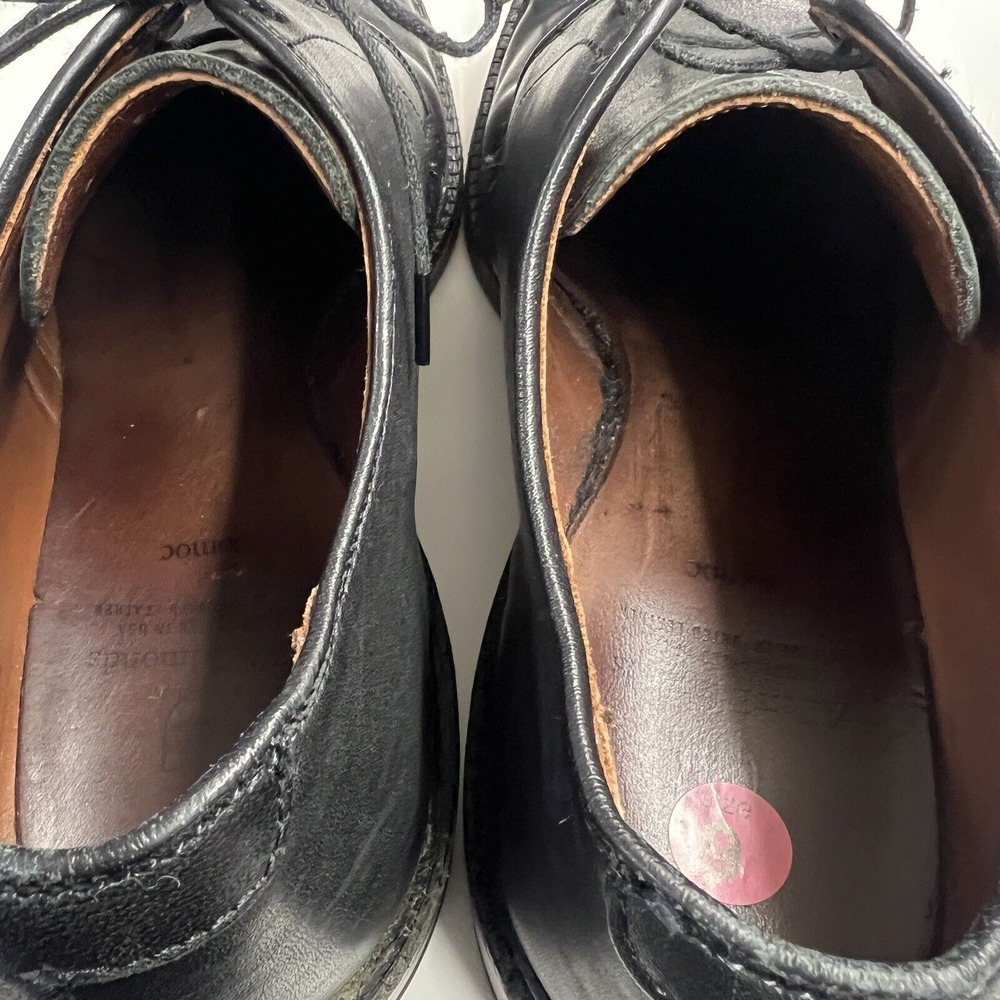 Allen Edmonds Leeds Black Leather Plain Toe Derby Shoes Mens 9 E 4611 USA Made - Picture 5 of 7